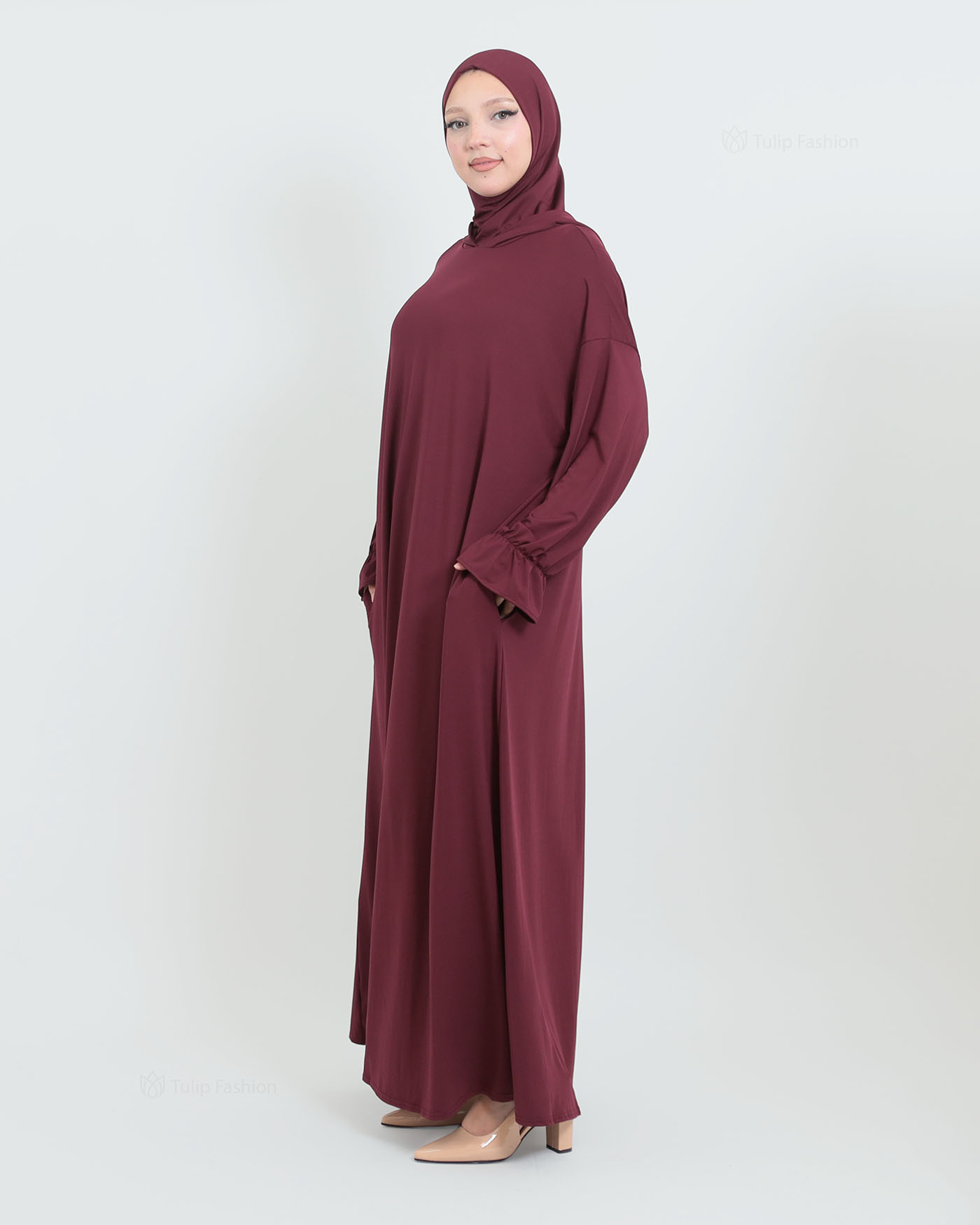Prayer Clothes with Hoodie - Wine Red - 4