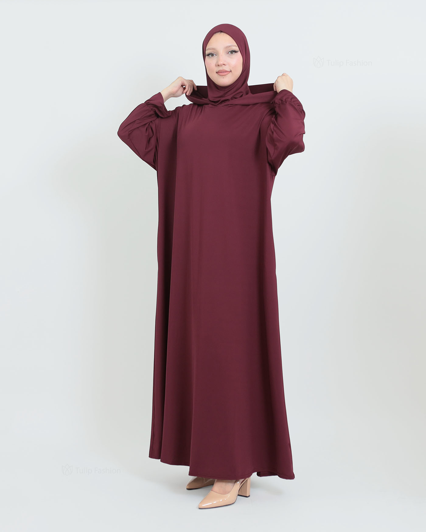 Prayer Clothes with Hoodie - Wine Red - 5
