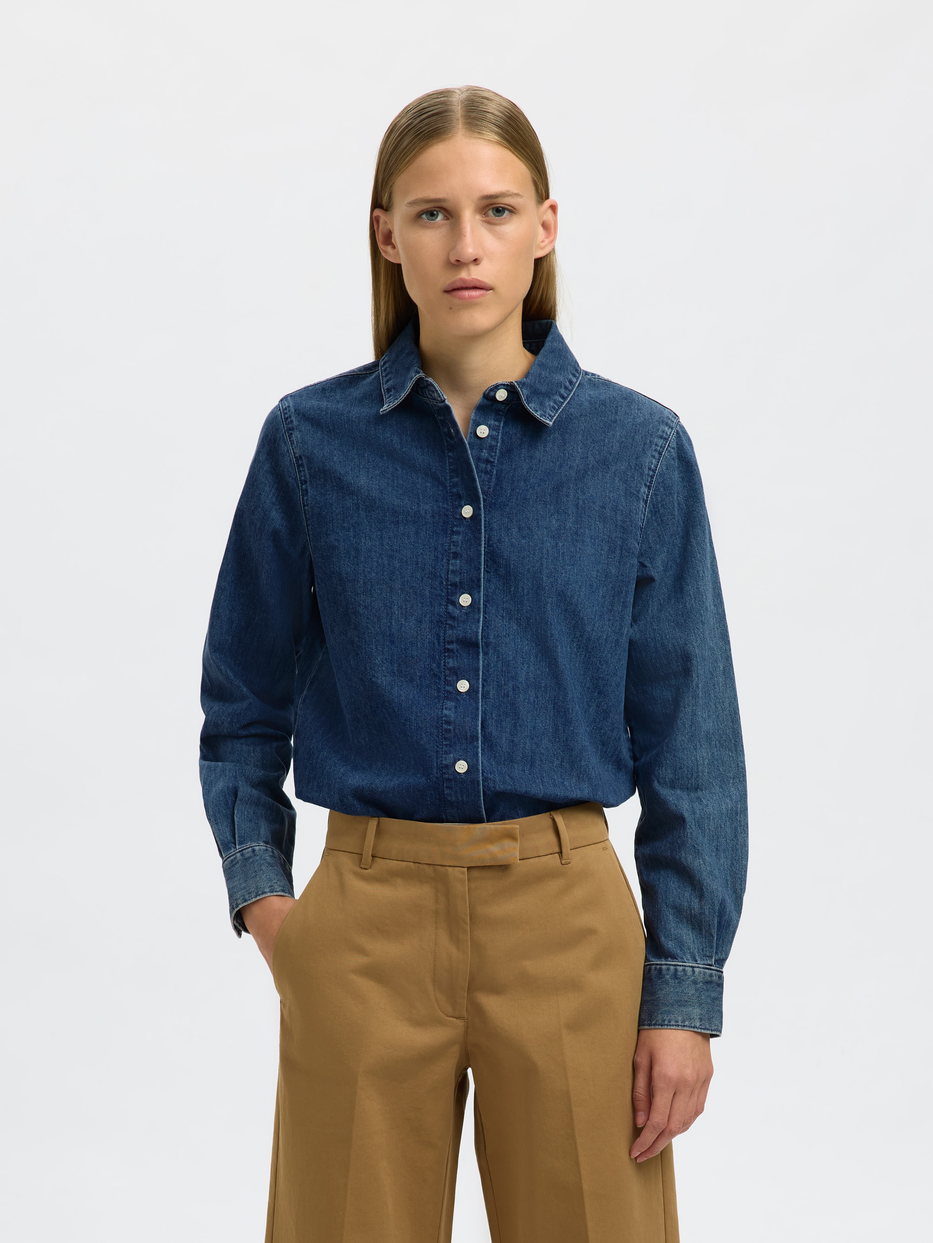  SLFBEA NOA LS REGULAR SHIRT Medium Blue Denim - 2