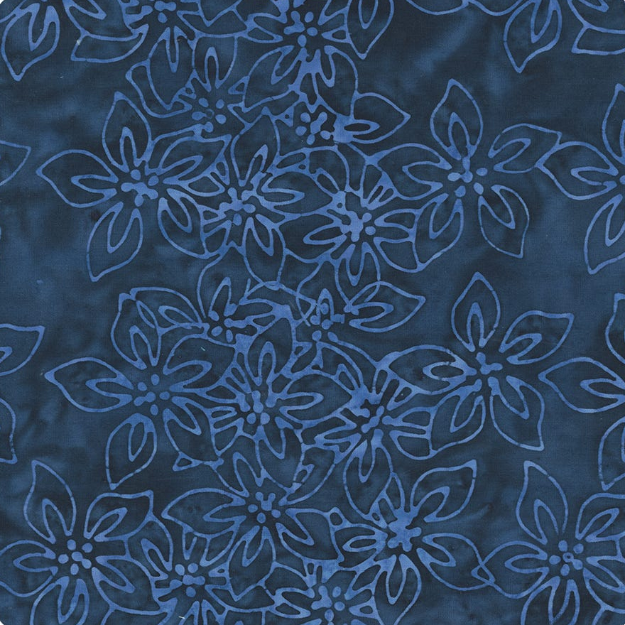 Tyg: Beach Day Batiks Navy Azaleas - Jacqueline de Jonge 