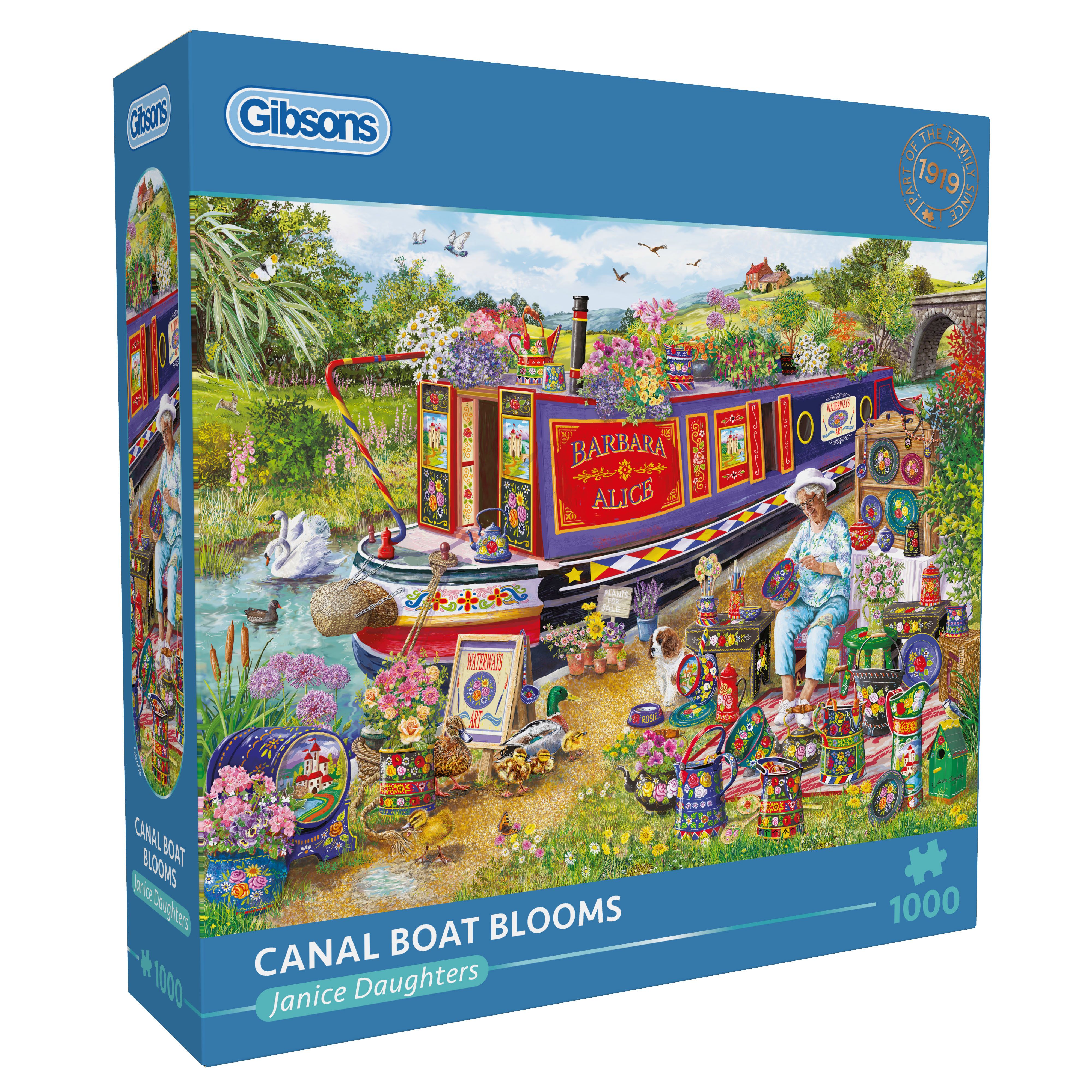 Canal Boat Blooms, 1000pcs Jigsaw