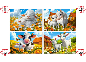 Loving Animals, 4 pussel - 8, 12, 15 och 20 bitar (B-041060)