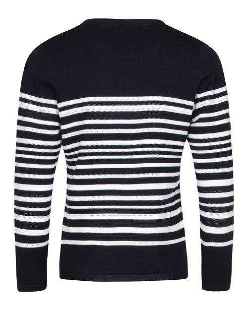 Jumper randig mönstrad stickning marinblå/vit - 3