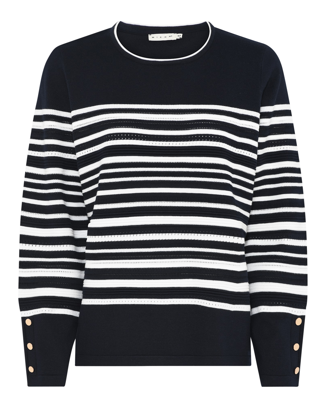 Jumper randig mönstrad stickning marinblå/vit - 2