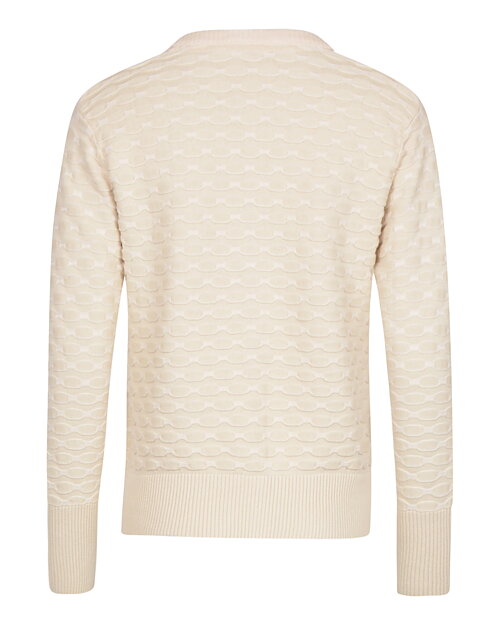 Bomullskofta mönstrad stickning ljusbeige - 2