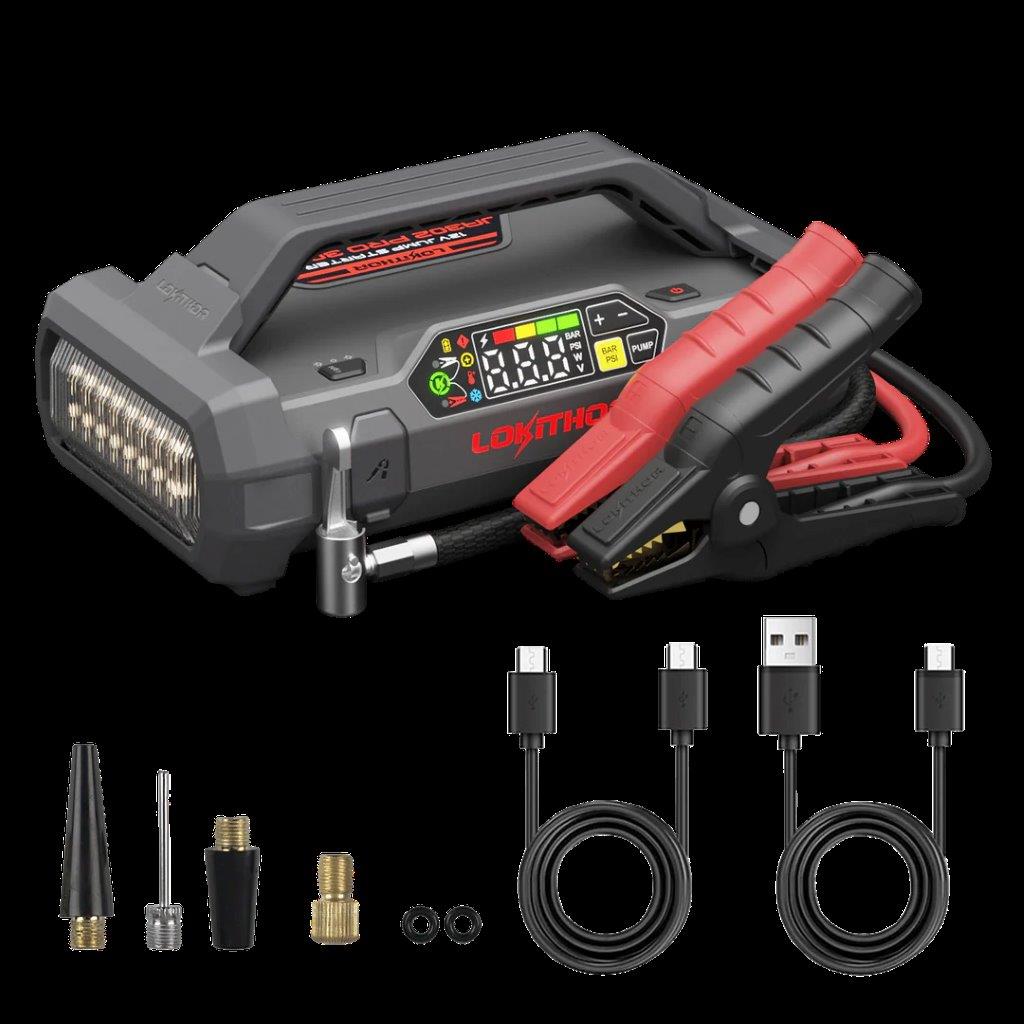 Lokithor JA302 PRO Jump Starter | 150PSI Air Inflator | 12V 3000A - 7