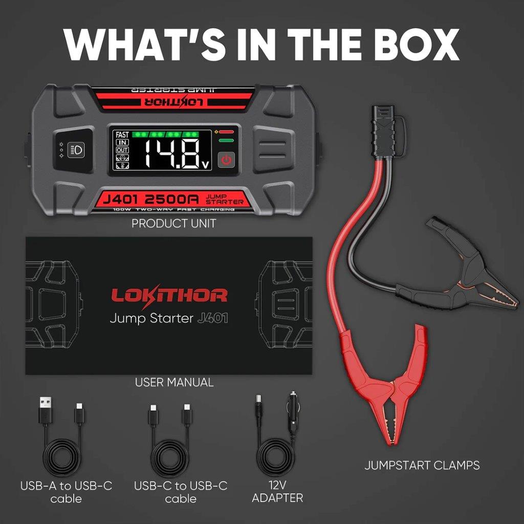 Lokithor J401 2500A 12V 74Wh Lithium Jump Starter - 4