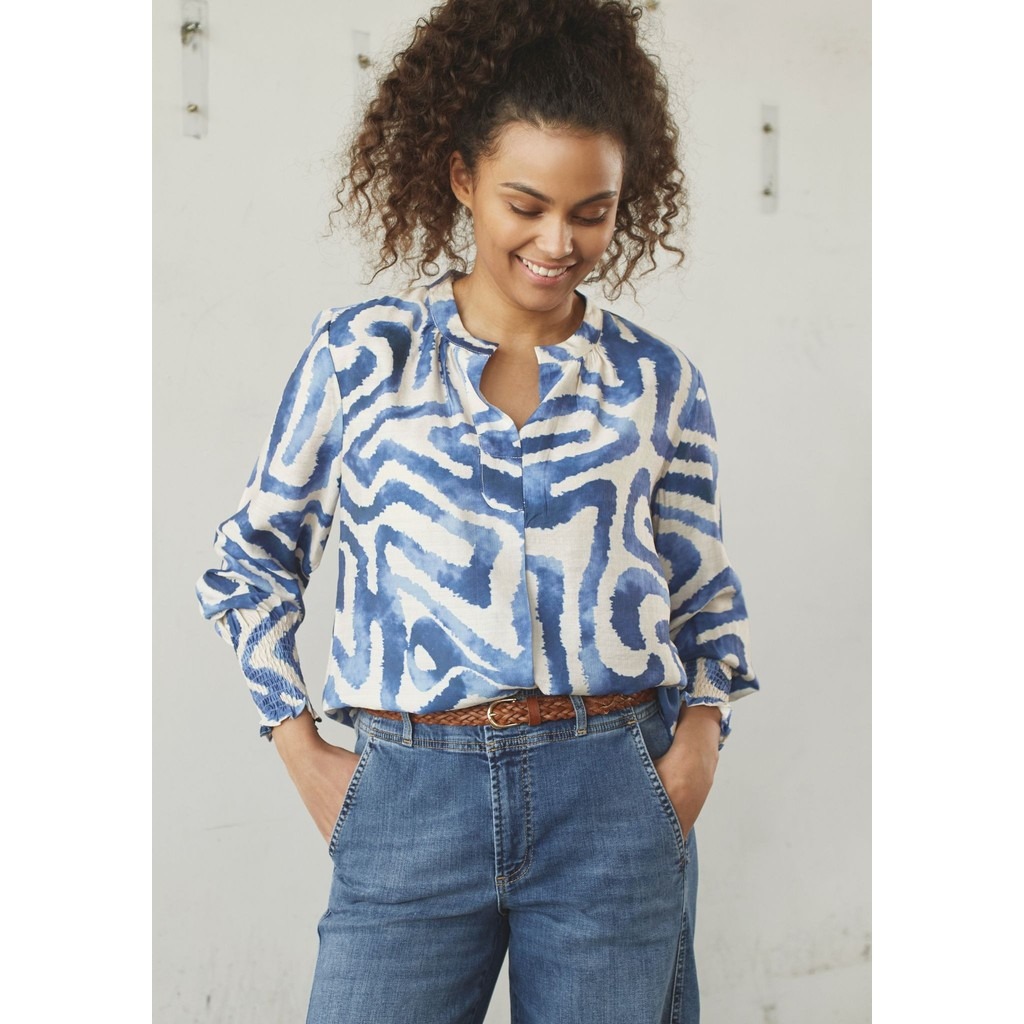 Ane Printed Blouse - Blue Graphical - Isay 