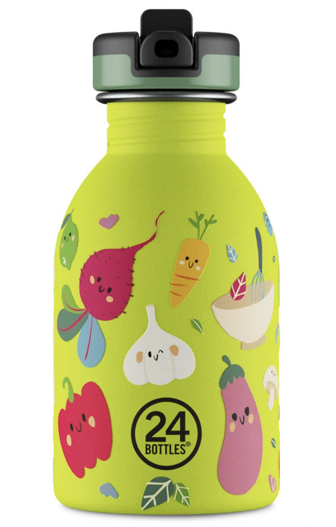 Vandflaske i stål 250 ml Veggie Friends - 24Bottles