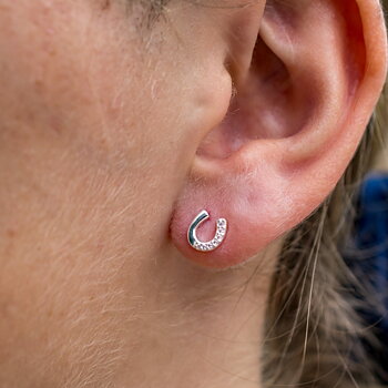 Earrings HiHo Horse Shoes Sterling Silver/Cubic Zirconia