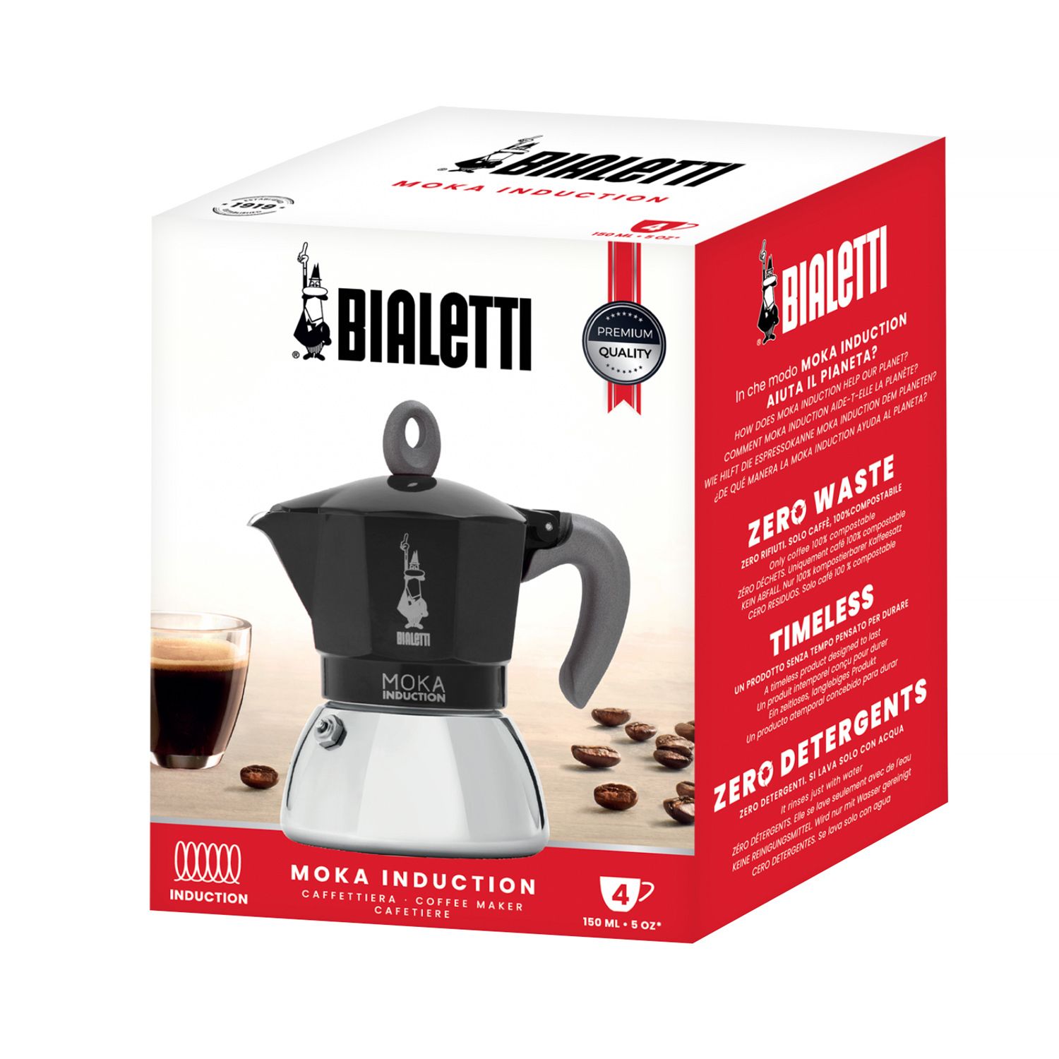Bialetti -  Bialetti New Moka Induktion - 4 cups - 150ml - Svart - 4