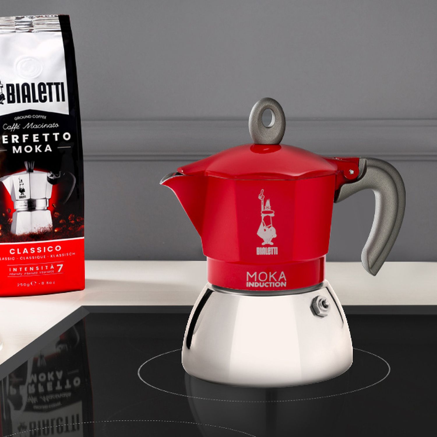 Bialetti -  Bialetti New Moka Induktion - 6 cups - 280ml - Röd - 3