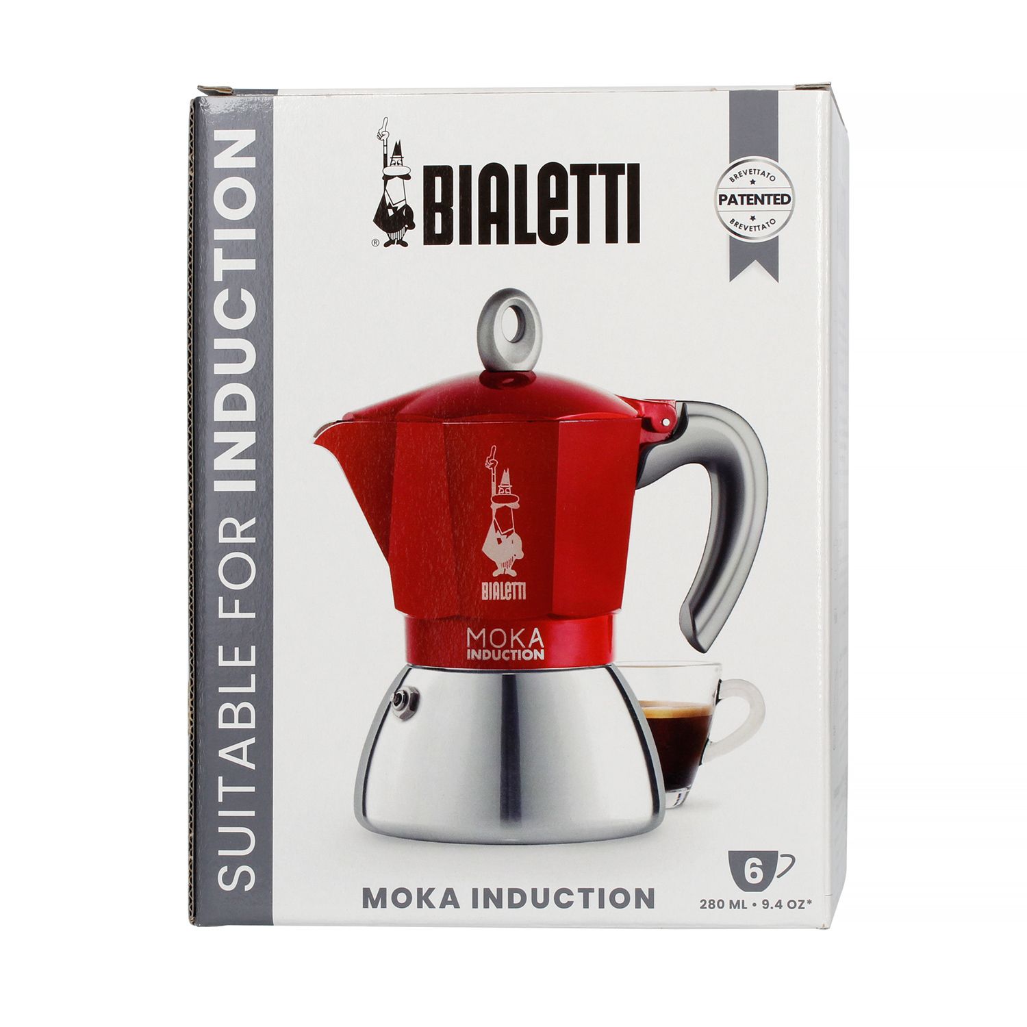 Bialetti -  Bialetti New Moka Induktion - 6 cups - 280ml - Röd - 4