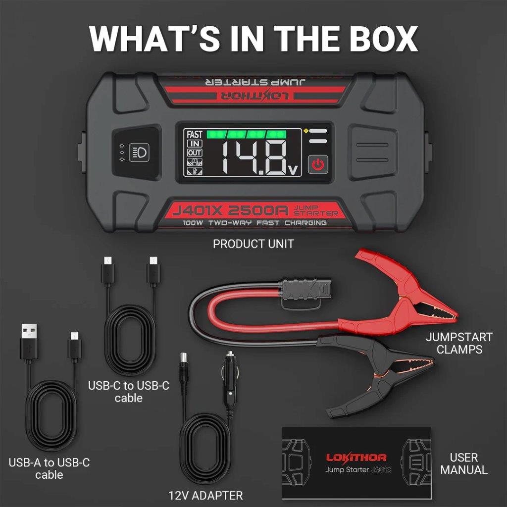 Lokithor J401X 2500A 12V 74Wh Lithium Low-Temperature(-40℉) Jump Starter - 9
