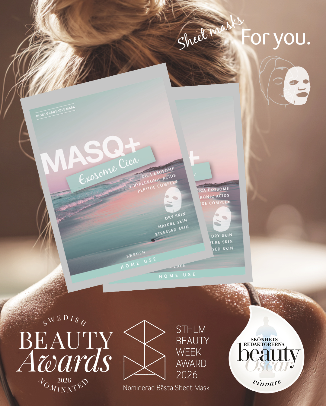 MASQ+ Exosome Cica 1-pack. Winner Beauty Oscar! Nominated in Swedish Beauty Awards & Sthlm Beauty Week Award! 