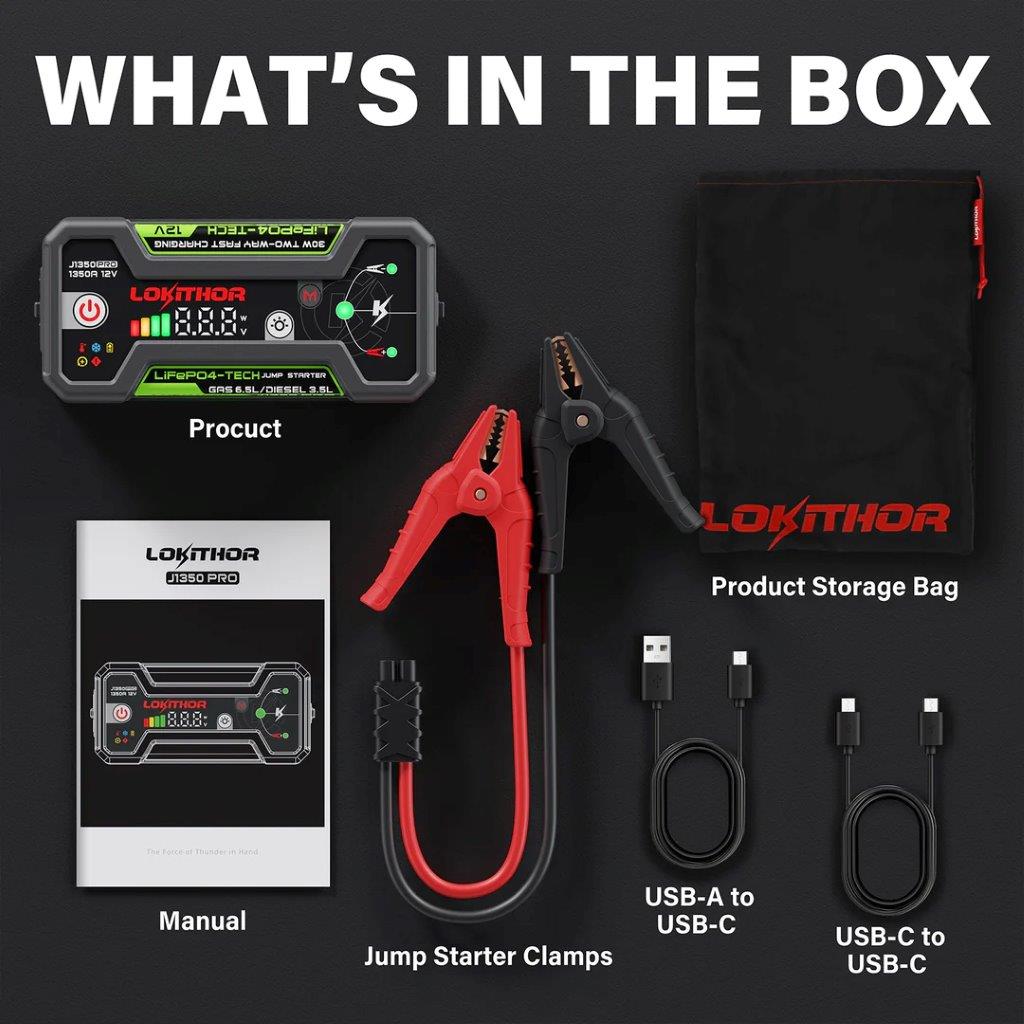 Lokithor J1350 PRO LiFePO 12V 25.6Wh 1350A Jump Starter - 8