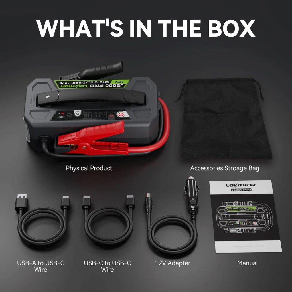 Lokithor J5000 PRO (Heavy Duty) 12V5000A 99.84Wh LiFePO Jump Starter, ConnectMax - 7