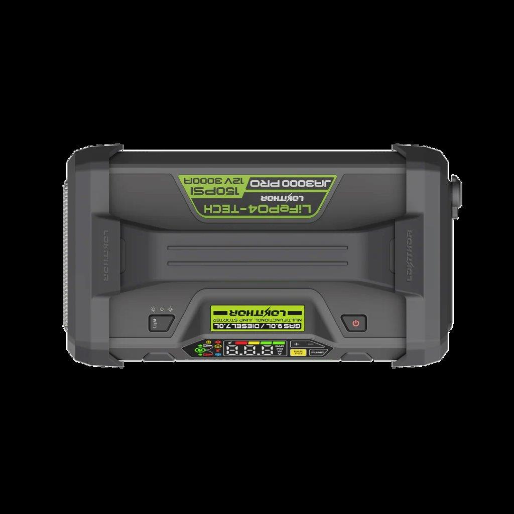 JA3000 PRO 12V 3000A 46.08Wh LiFePO JumpStarter, 150PSI Air Inflator, ConnectMax - 3