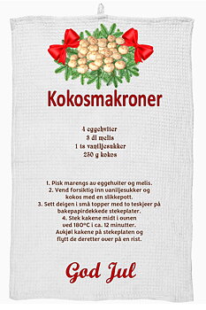 Kjøkkenhåndkle  med Kokos makroner oppskrift