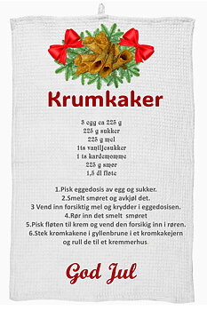 Kjøkkenhåndkle  med Krumkaker oppskrift