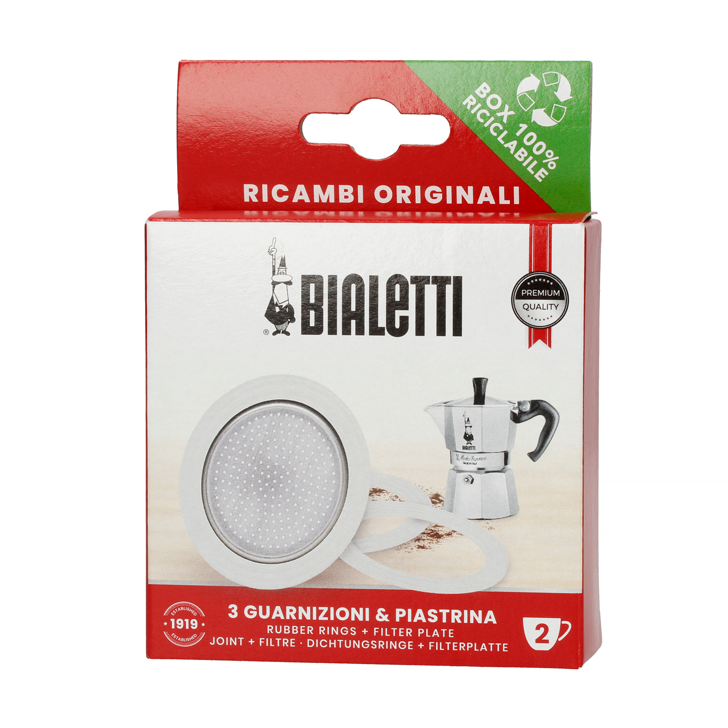 Bialetti - Gummipackningar - Aluminiumfilter - 2 Koppar