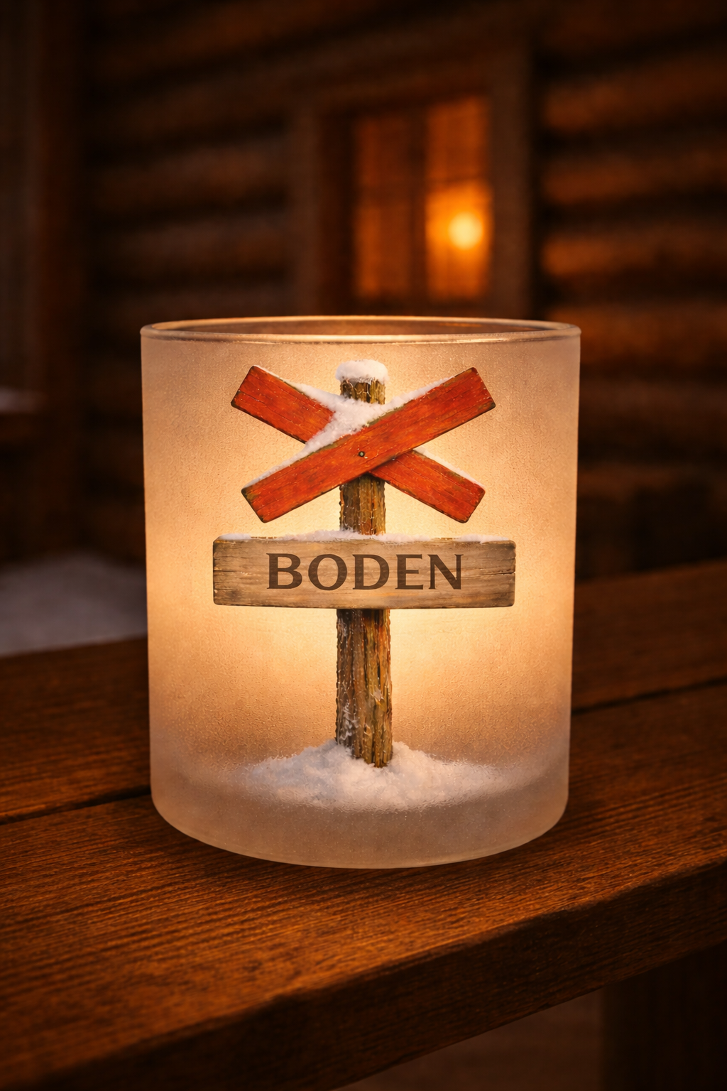 Frosted glass candle lantern - Led cross - Choose from several different motifs - 4
