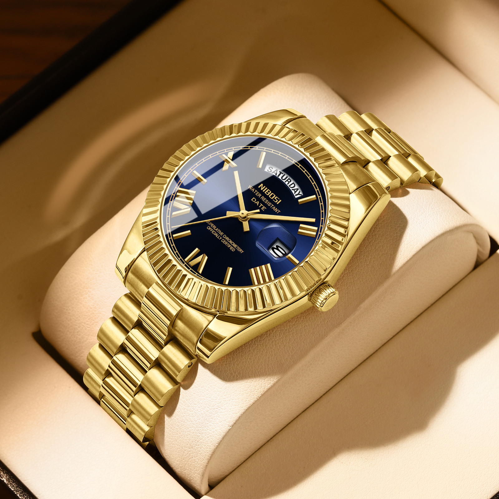 Nibosi Day-Date Roman Gold Blue - 9