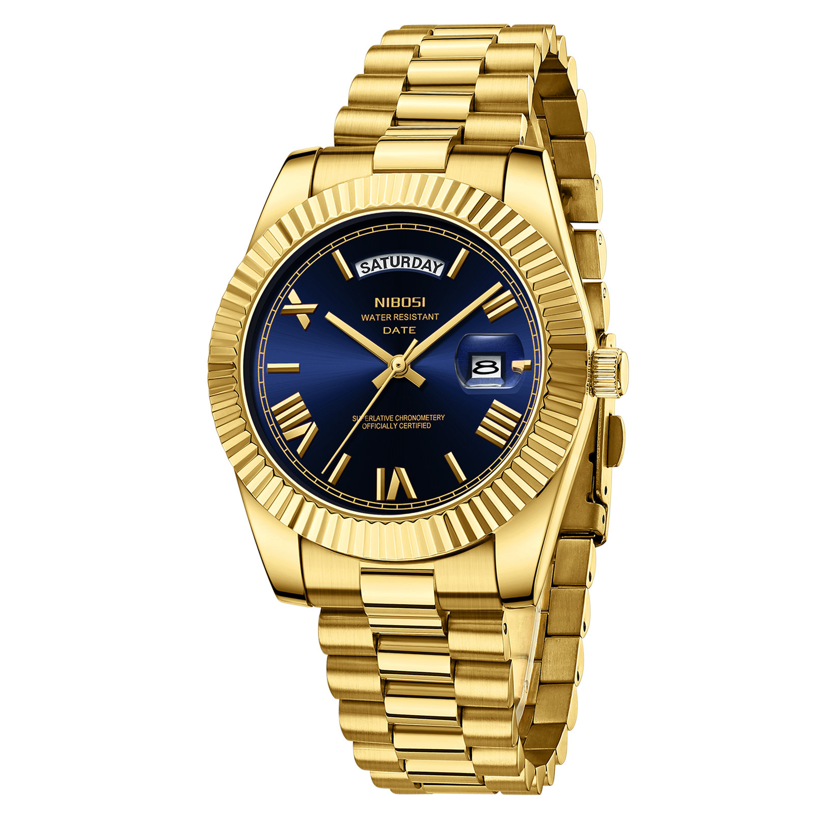 Nibosi Day-Date Roman Gold Blue - 3
