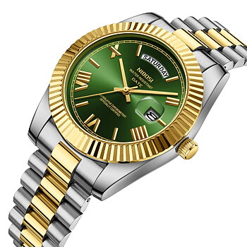 Nibosi Day-Date Roman Silver Gold Green