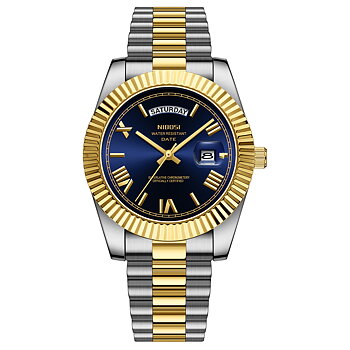 Nibosi Day-Date Roman Silver Gold Blue