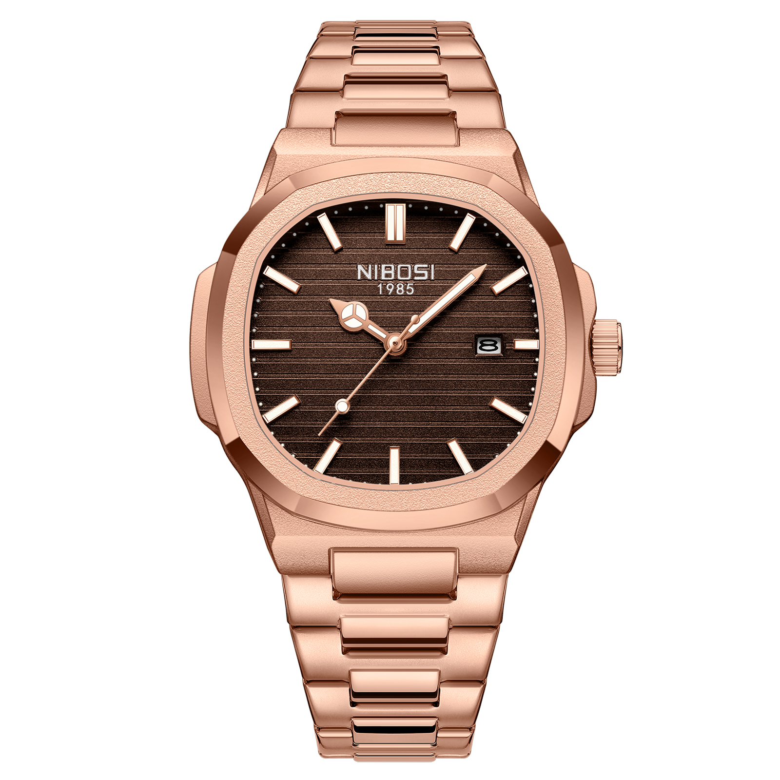 Nibosi Astronaut Rose Gold Brown | Herrklockor | Klocktema