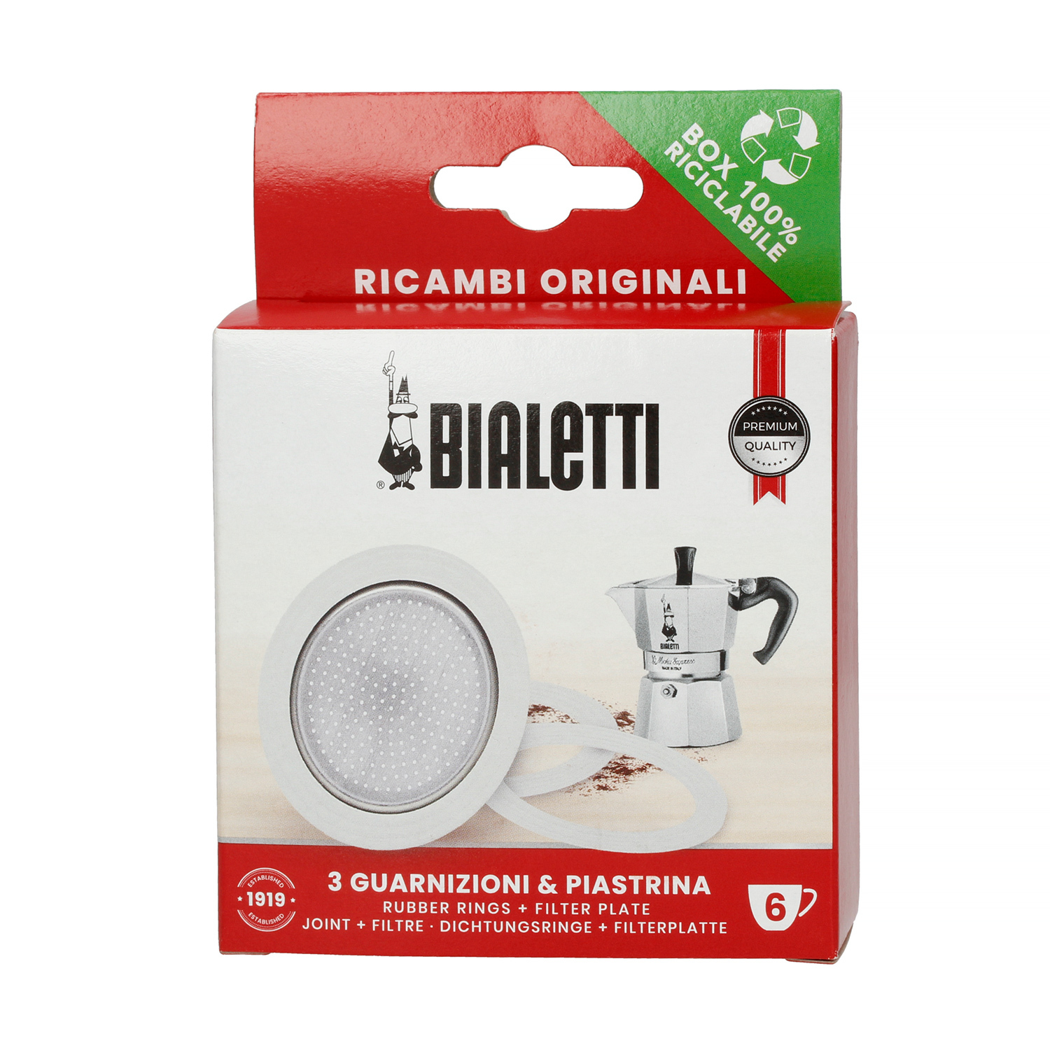 Bialetti - Gummipackningar - Aluminiumfilter - 6 Koppar