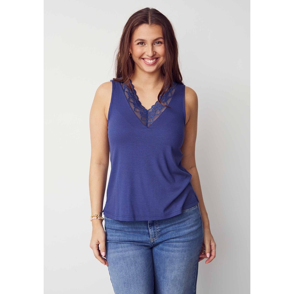 Dee V-Neck Top - Navy - Isay - 3