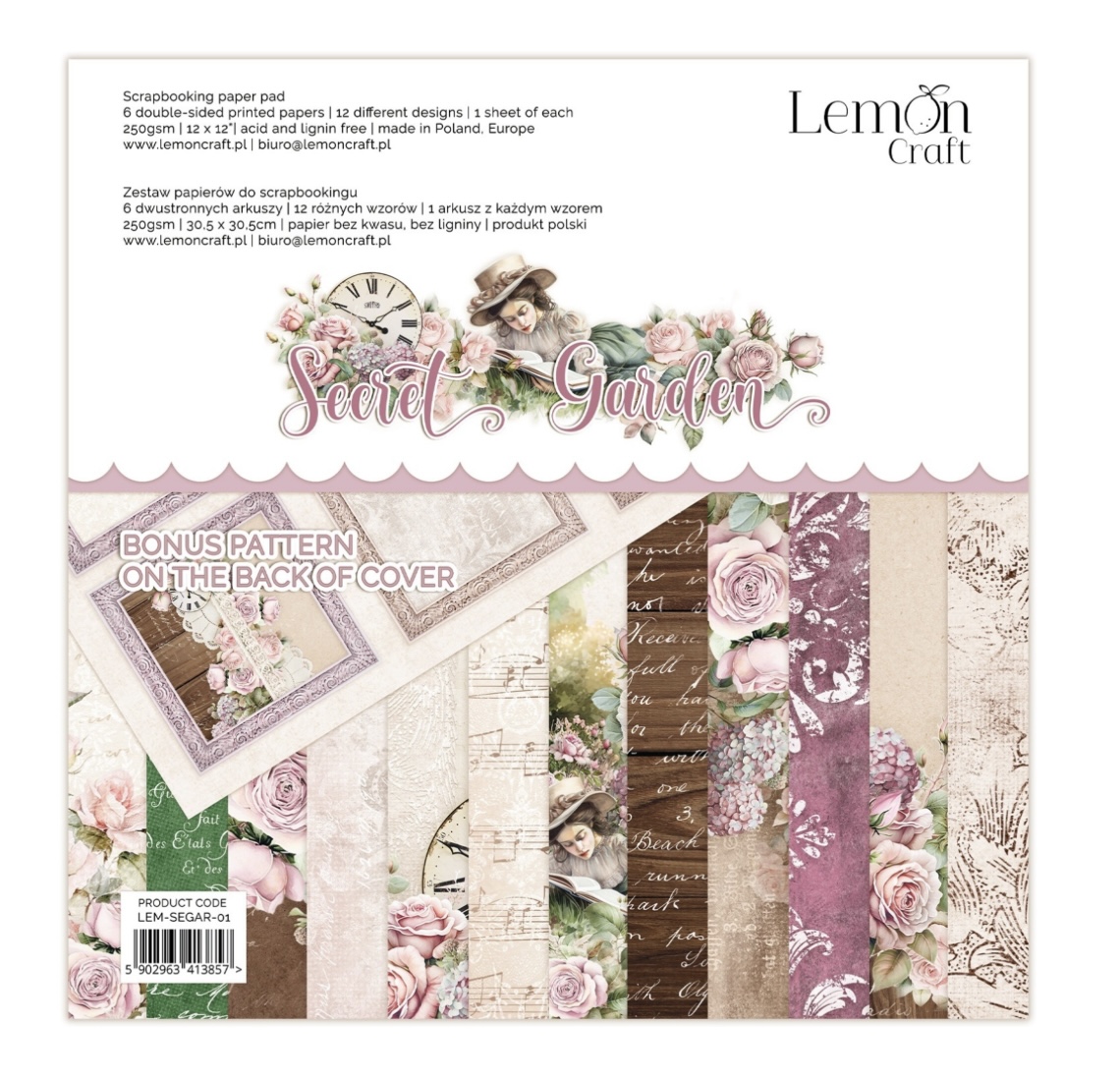 Lemon Craft Secret Garden 12x12 Inch Paper Pad