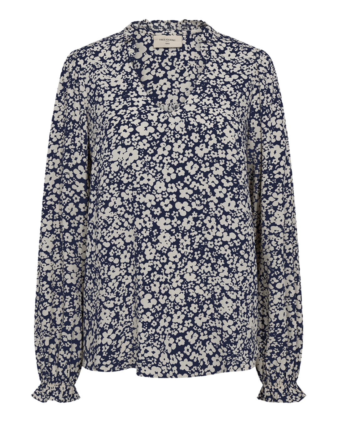 Blus Adney småblommig blå/ljusbeige - 2