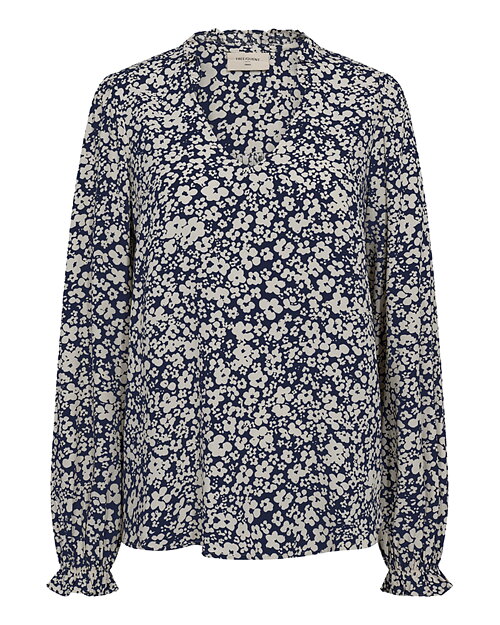 Blus Adney småblommig blå/ljusbeige - 2