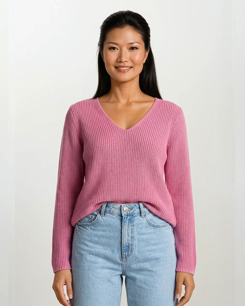 Jumper Ellis v-ringad bubbelgumsrosa