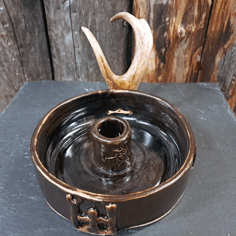 Ljusstake Samiska gudinnor, Renhorn keramik, Handgjord Jokkmokk design