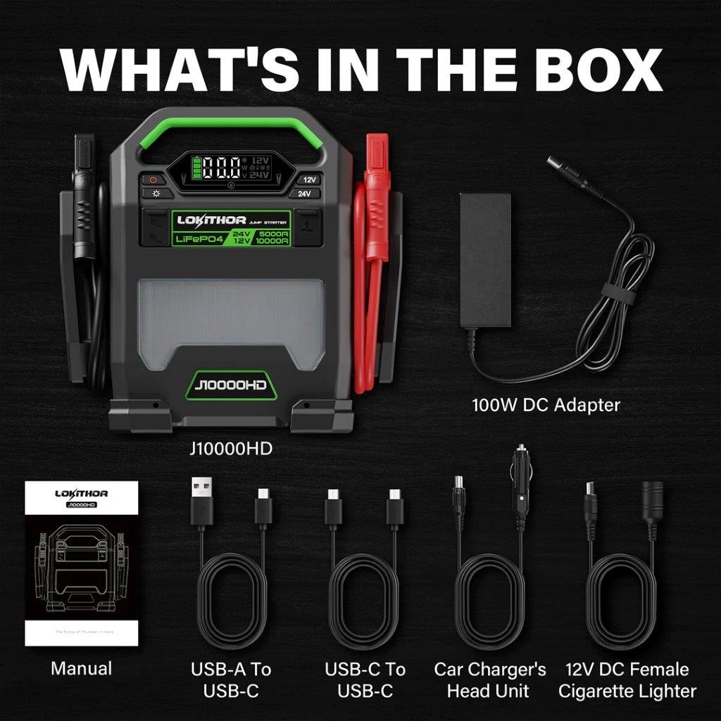 Lokithor J10000HD LiFePO 12V/24V 256Wh 10000A Jump Starter - 2