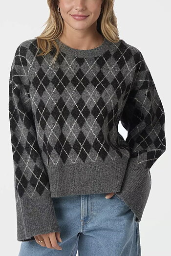 Neo Noir &nbsp;- Kick Check  Knit Blouse  Antracit