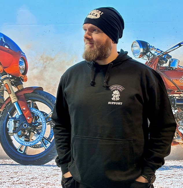 Huvtröja, SUPPORT. Unisex. Vit text