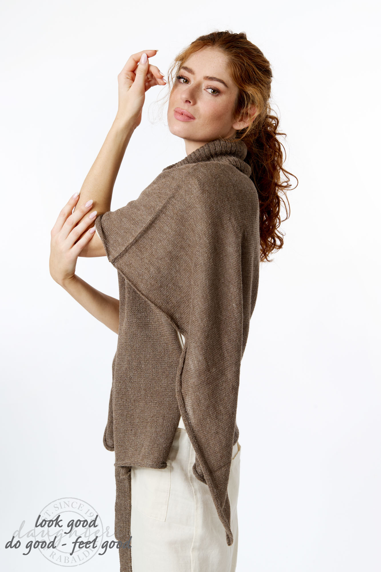 Helen alpaca poncho  taupe - 5