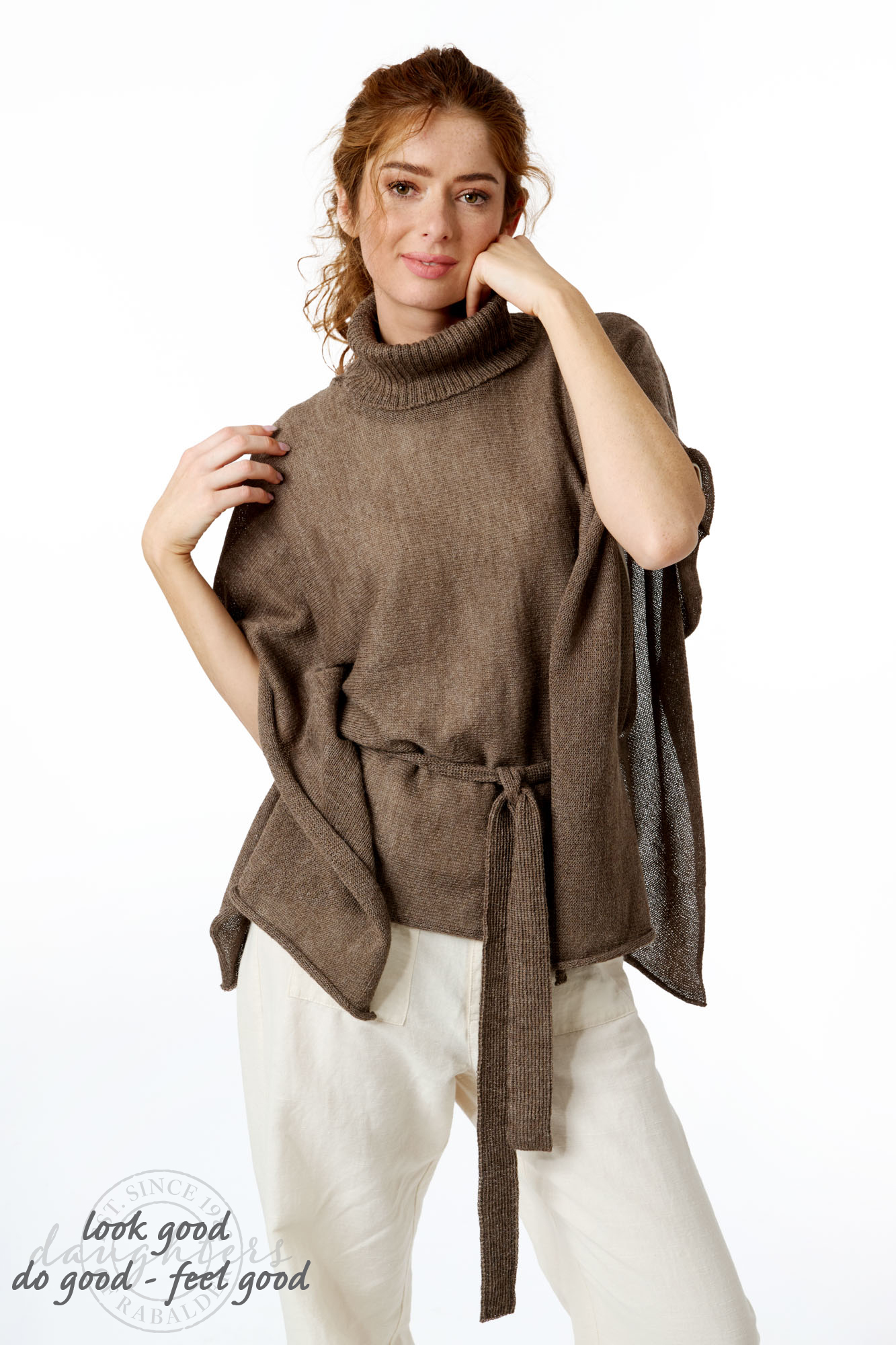 Helen alpaca poncho  taupe - 2