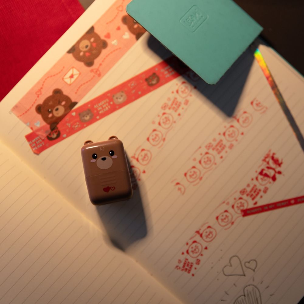Deco roller stamp, roterende stempel, Teddy bear - 4