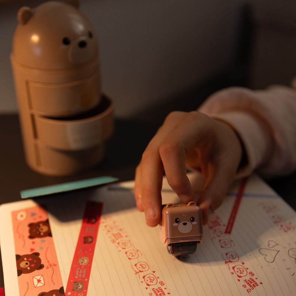 Deco roller stamp, roterende stempel, Teddy bear - 5
