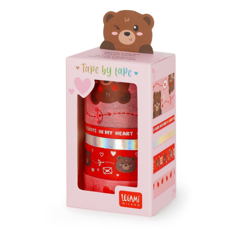 Tape by Tape, Teddy bear, 5 färgglada papperstejprullar - 2