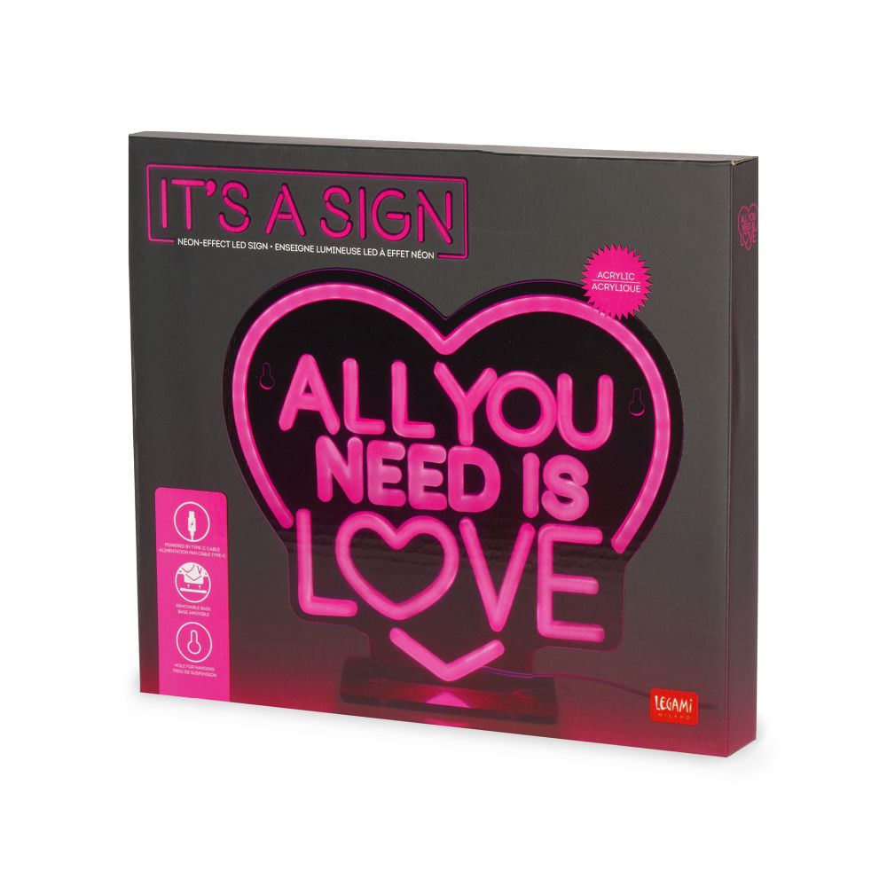 It's a sign, LED-lampa med neon-effekt, All you need is love - 3