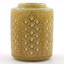 Per Linnemann-Schmidt (1960s) Yellow Cylinder Vase with Relief Decor C7 13 cm