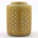 Per Linnemann-Schmidt (1960s) Yellow Cylinder Vase with Relief Decor C7 13 cm
