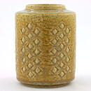 Per Linnemann-Schmidt (1960s) Yellow Cylinder Vase with Relief Decor C7 13 cm